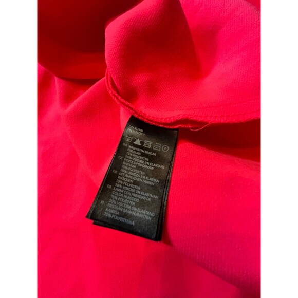 H&M Dress Scuba Short Sleeveless Pink Neon Fit Flare Drop Waist Peplum Zipper 14 - Picture 4 of 16